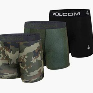 Volcom Men's Boxer Briefs 3 Pack Small or Medium  Camo-Army Green-Black